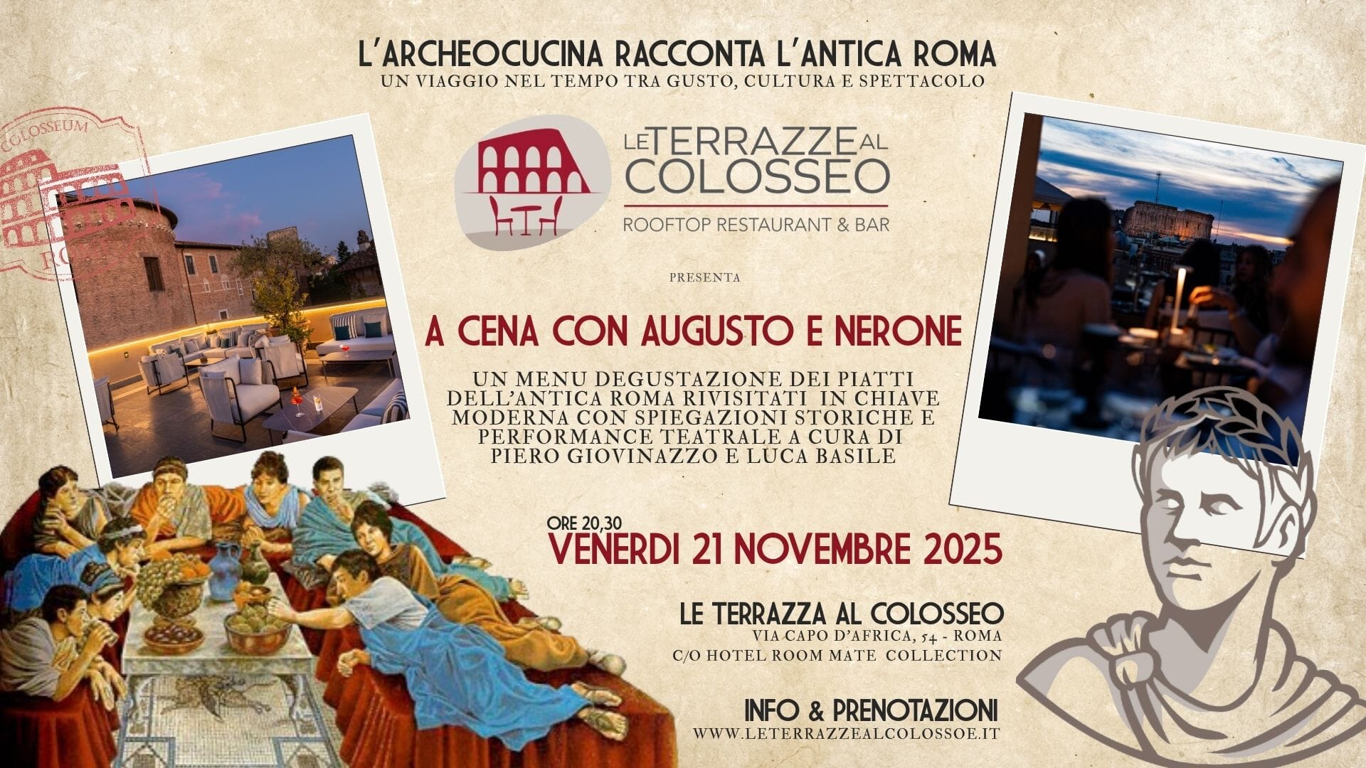 eventi a roma a cena con augusto e nerone